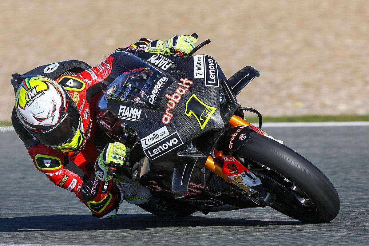 Álvaro Bautista en un test en Jerez con su Ducati