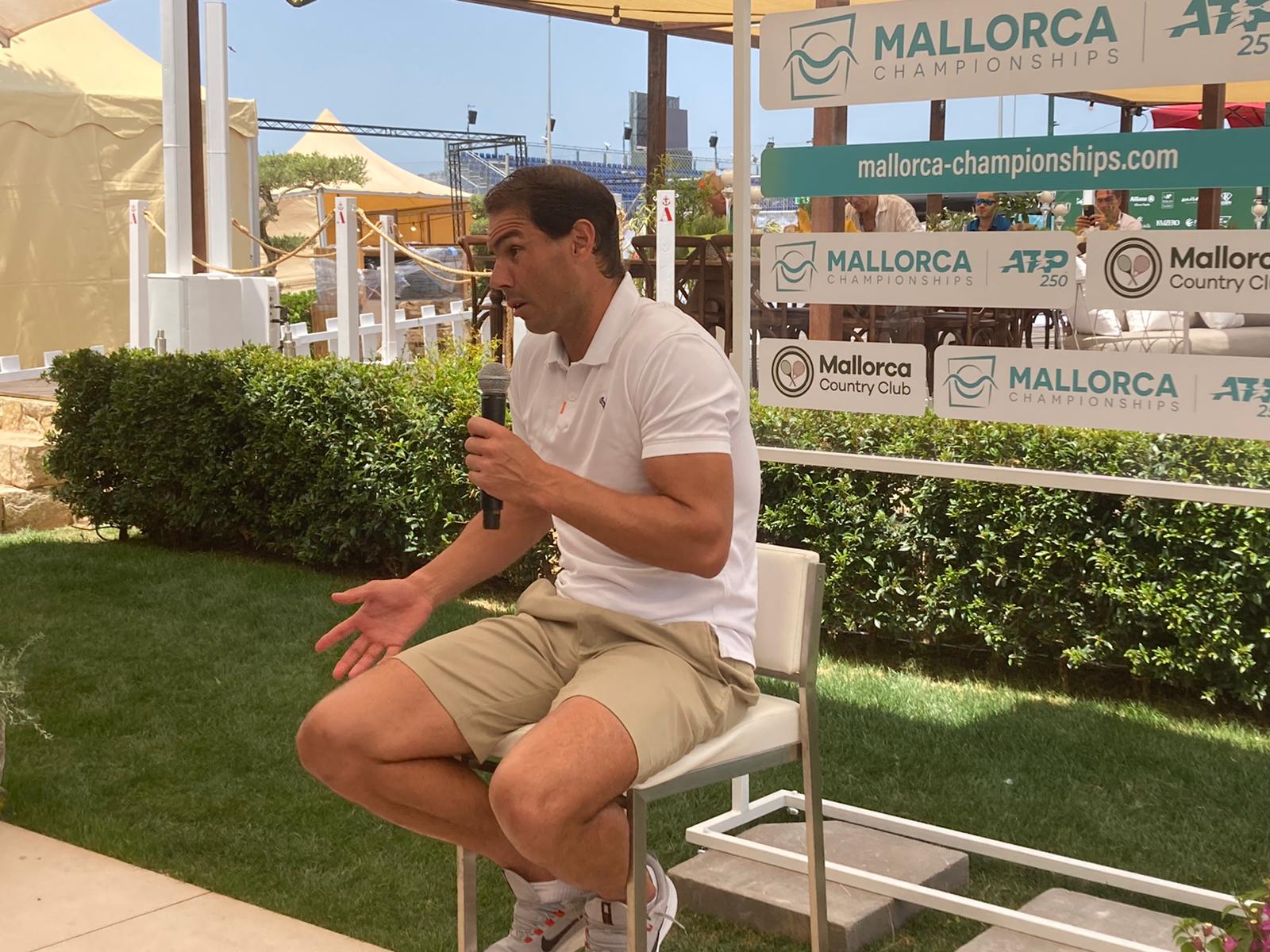 Rafa Nadal durante su rueda de prensa en Mallorca.