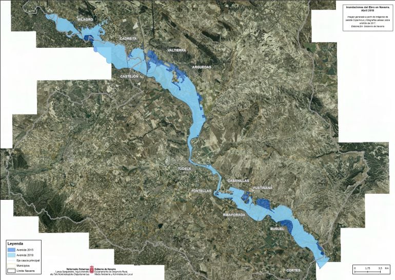 Comparativa de las zonas inundadas en 2015 y 2018