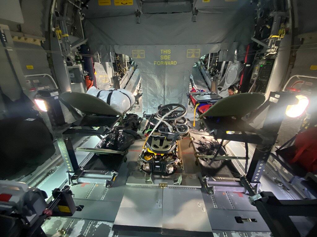 Uno de los aparatos del Ejército del Aire español utilizados para la evacuación de niños gazatíes enfermos