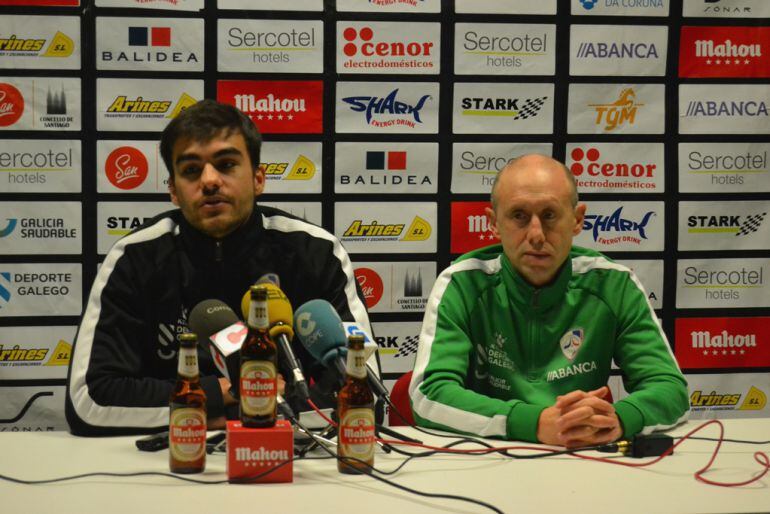 Chema Mella y Santi Valladares, portero y técnico del Santiago FS, en la rueda de prensa previa al partido ante el Palma FS