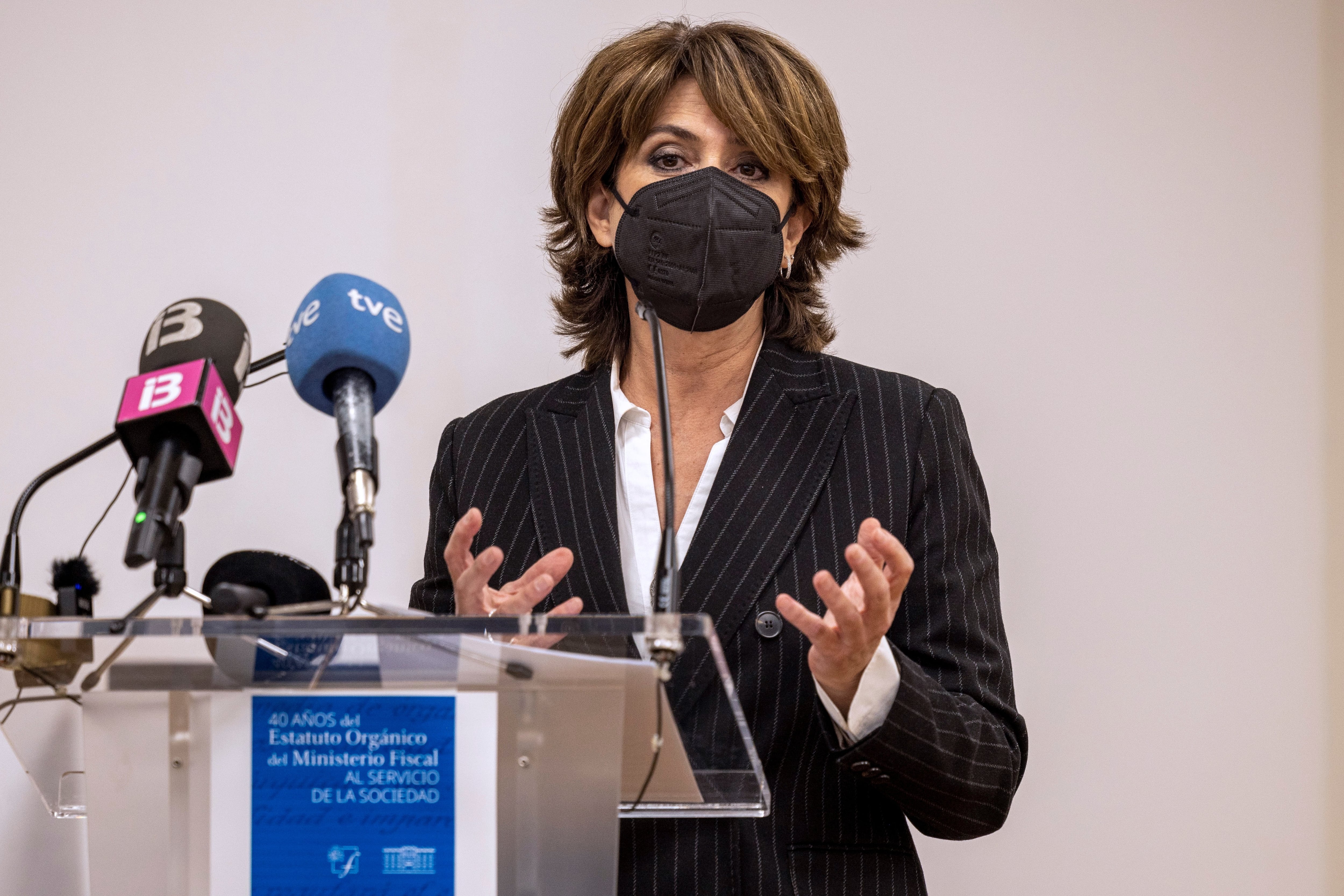 La fiscal general del Estado Dolores Delgado, durante el acto de conmemoración del 40 Aniversario del Estatuto Orgánico del Ministerio Fiscal, este jueves