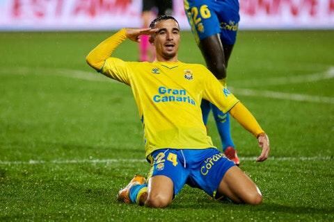 Rober celebra un gol con la Unión Deportiva Las Palmas