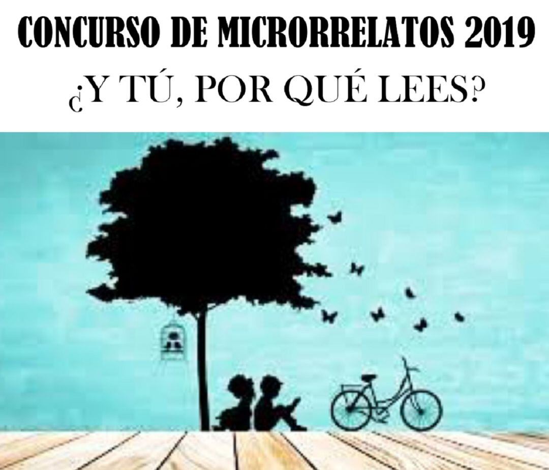 Cartel del próximo concurso de microrrelatos que organizan la biblioteca minucipal de la villa raudense.