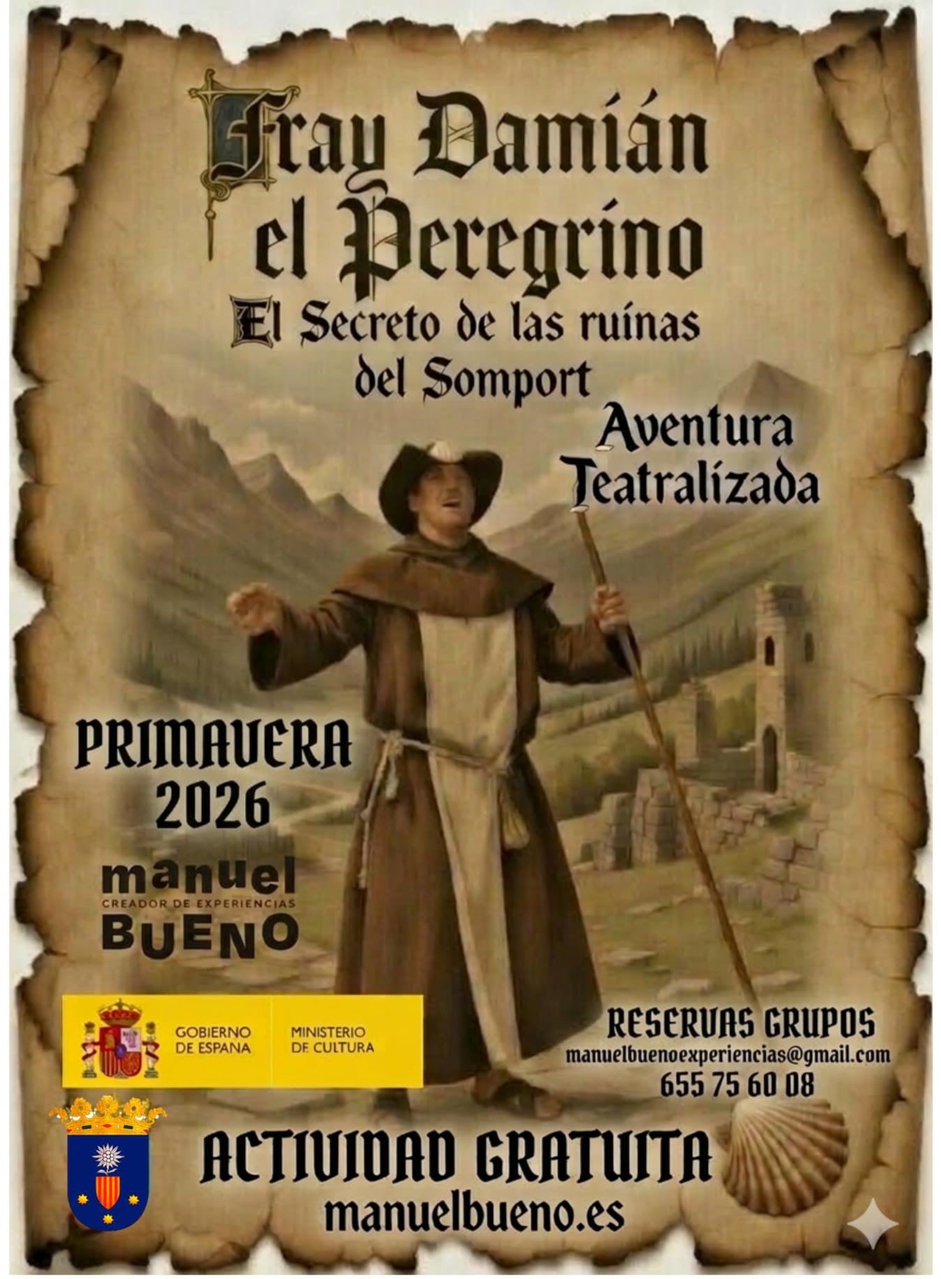 Fray Damian el peregrino es el personaje que guiará las visitas