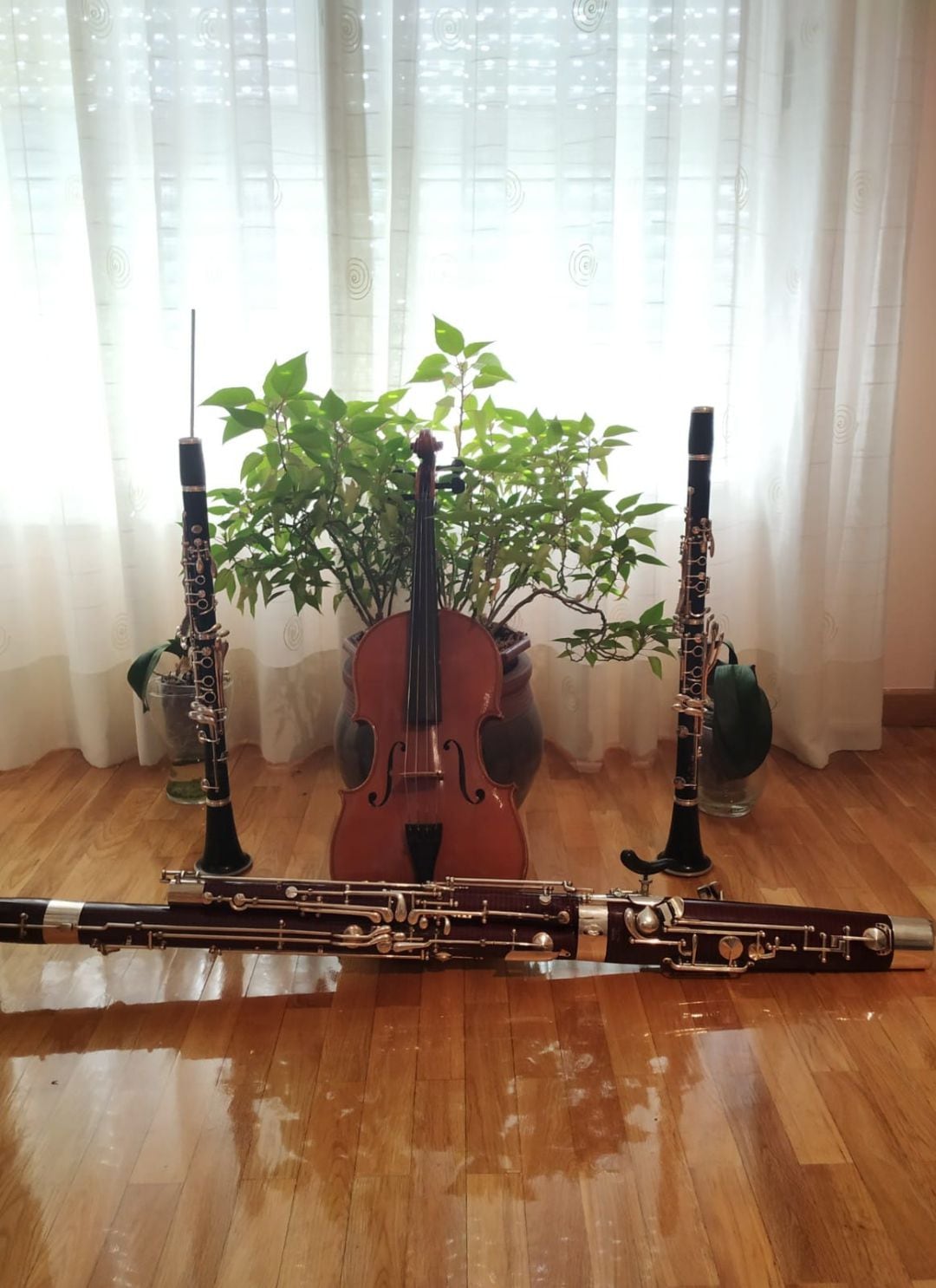 Cuarteto de instrumentos compuesto por clarinete, fagot y viola.