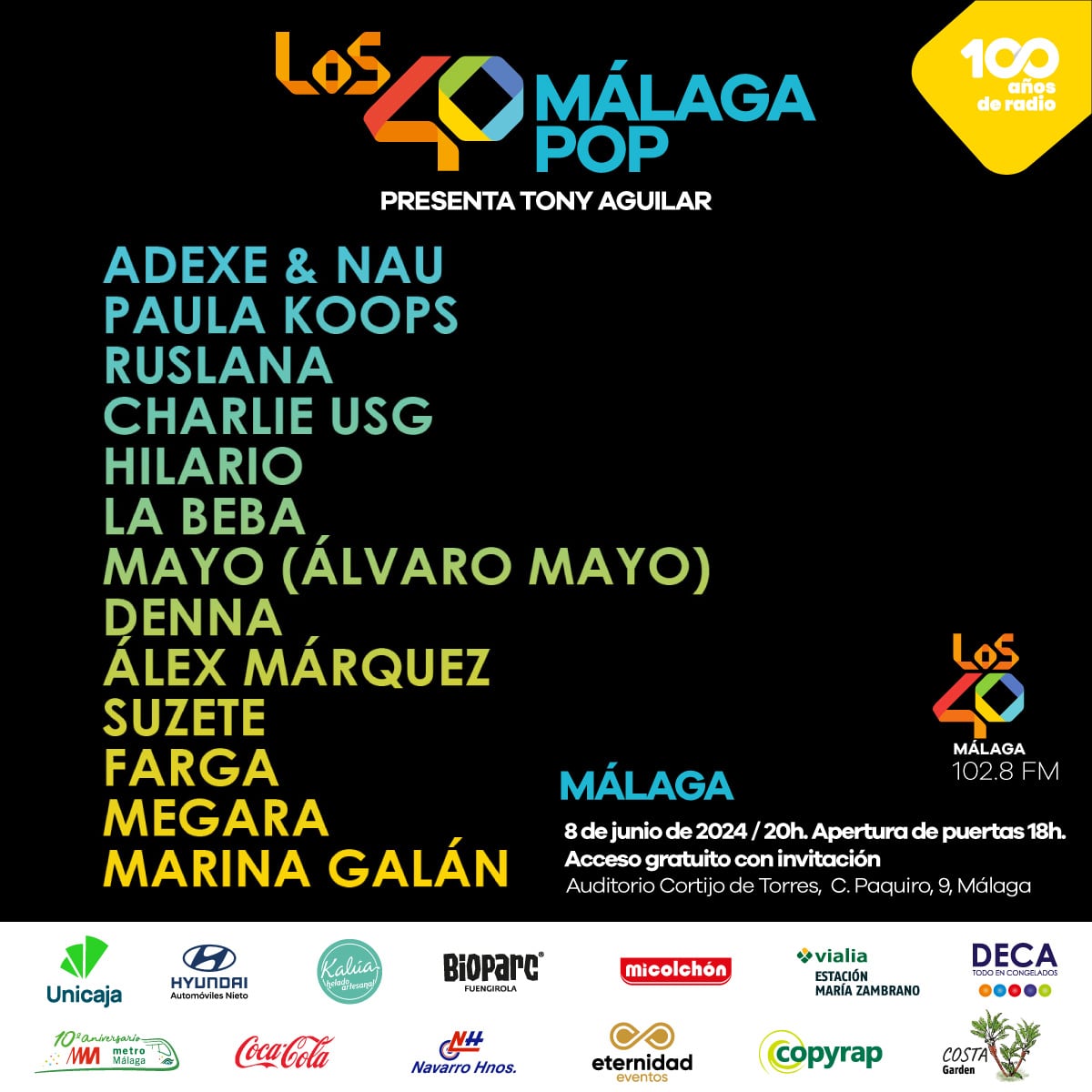 Nuevas confirmaciones LOS40 MÁLAGA POP