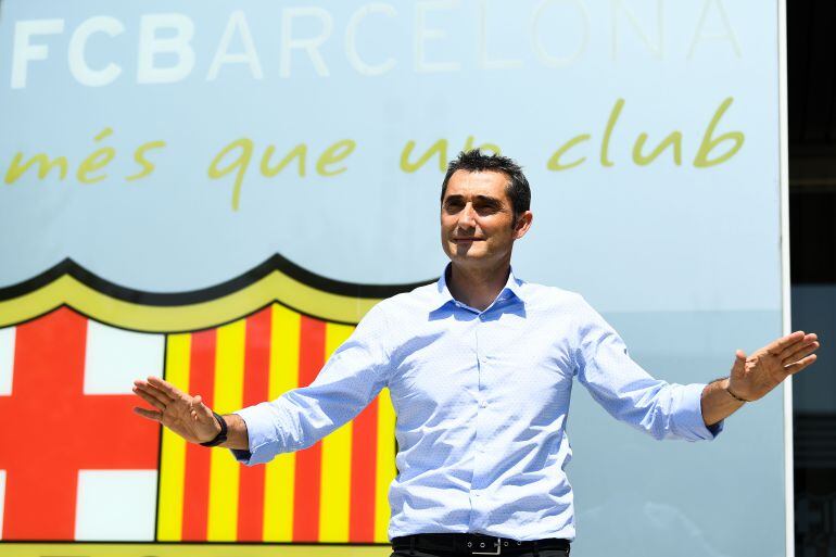 Ernesto Valverde, en su presentación como entrenador del Barça