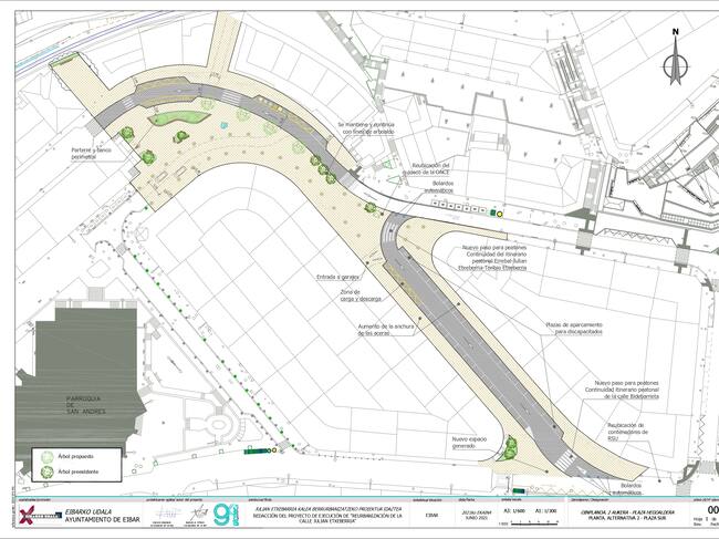Futura peatonalización de Julián Etxeberria y Zuloagatarren