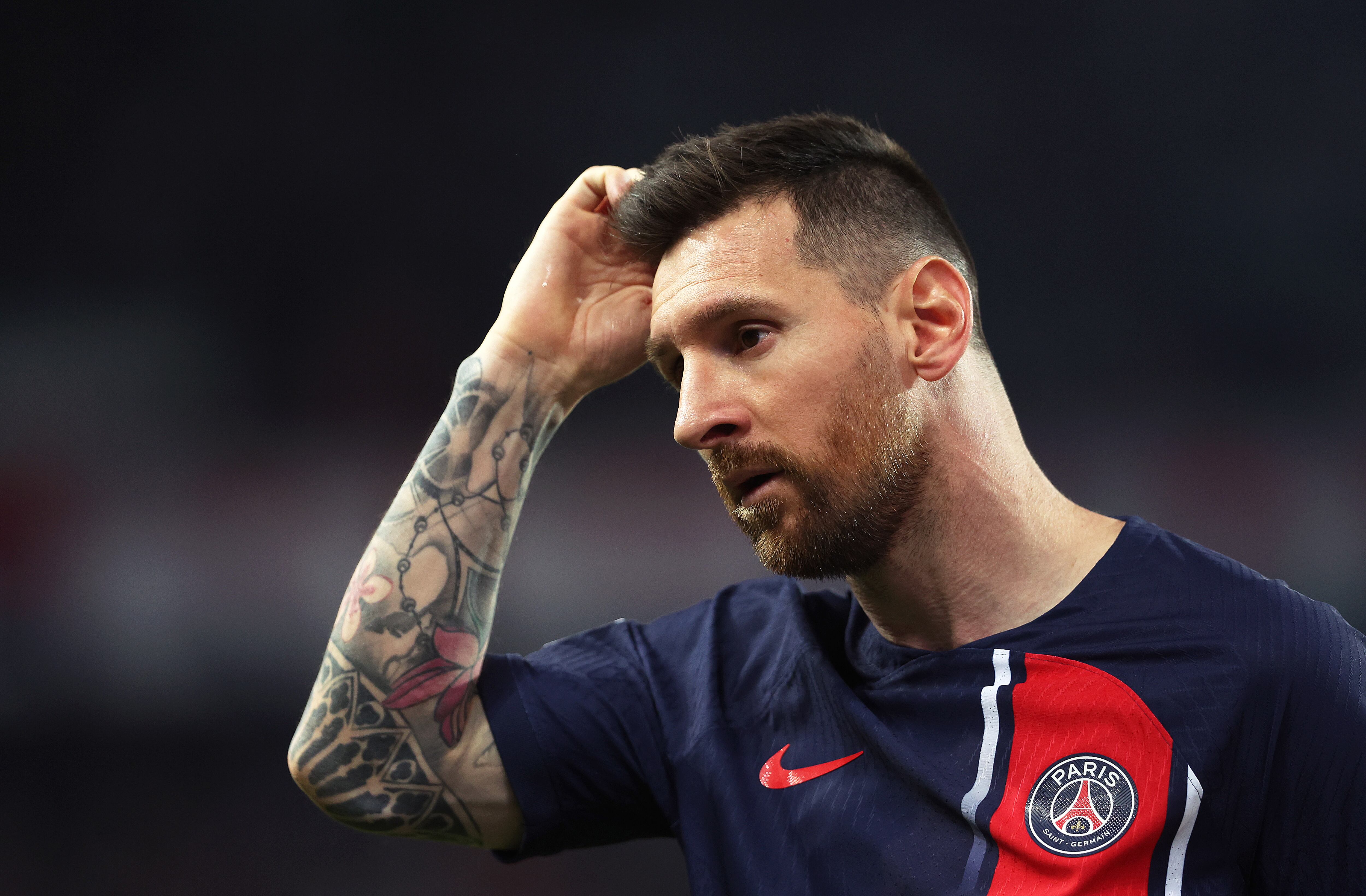 PARIS, FRANCE - JUNE 03: Lionel Messi of Paris Saint-Germain during the Ligue 1 match between Paris Saint-Germain and Clermont Foot at Parc des Princes on June 03, 2023 in Paris, France. (Photo by Julian Finney/Getty Images)