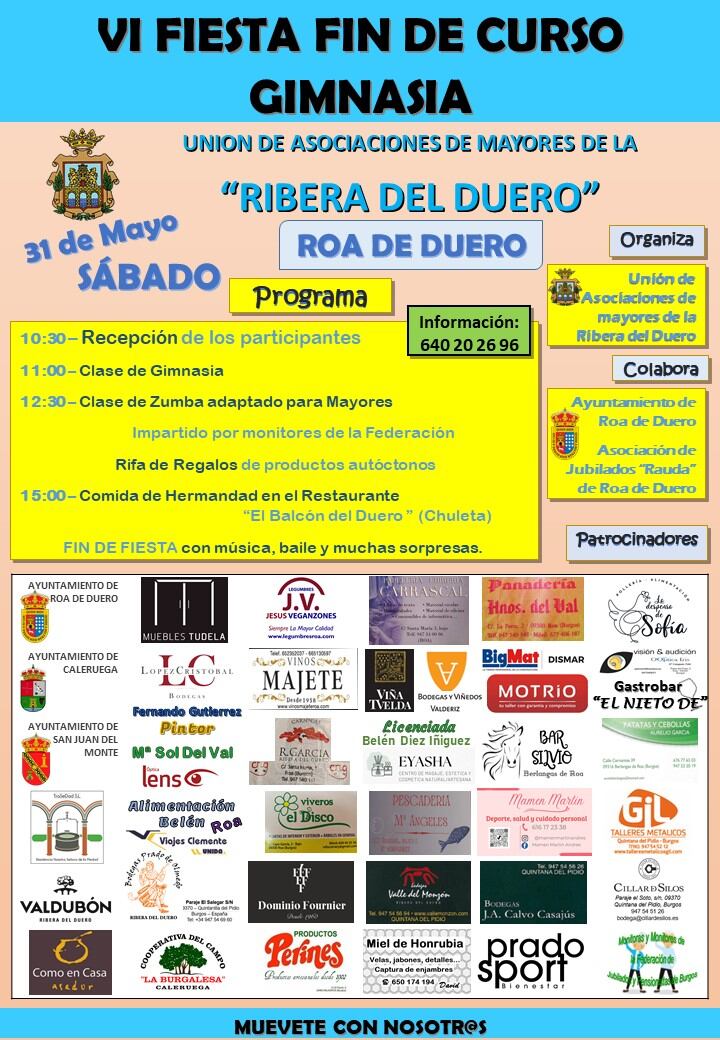Cartel Fiesta Fin de Curso grupos de Gimnasia de Mantenimiento de personas mayores en la Ribera