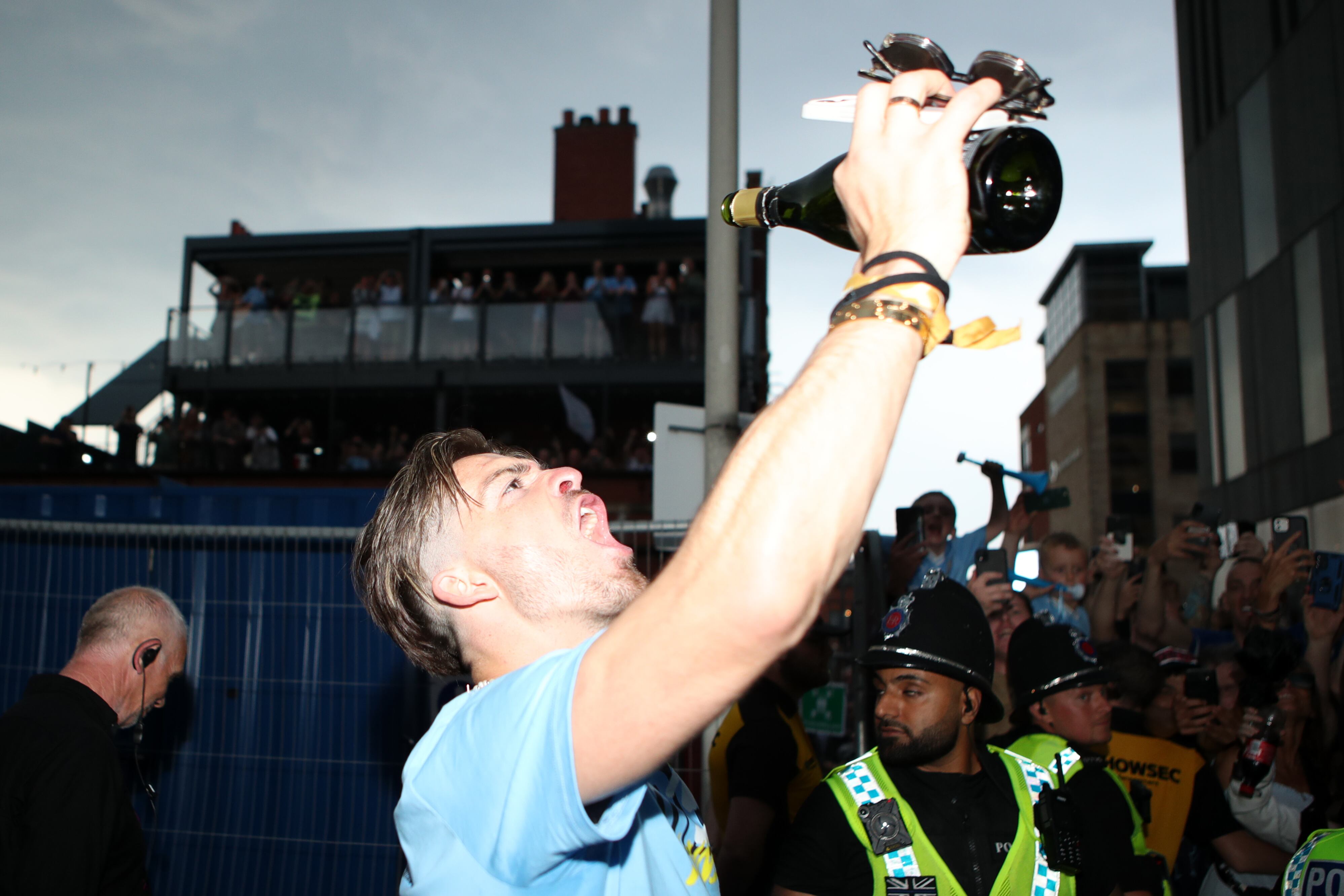 Jack Grealish, durante la celebración del triplete del Manchester City