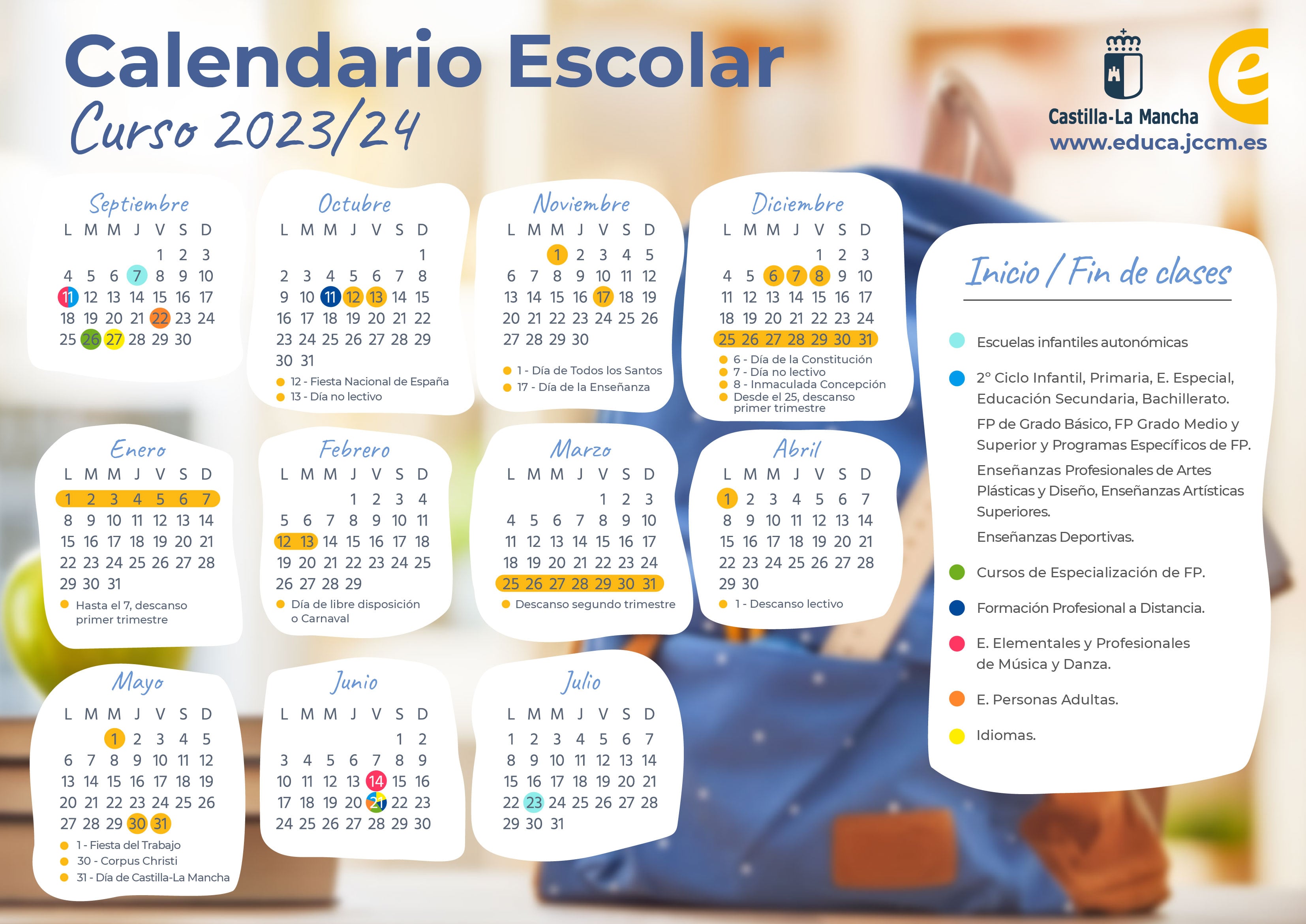 Calendario escolar para el próximo curso 2023-2024