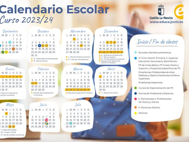Calendario escolar para el próximo curso 2023-2024