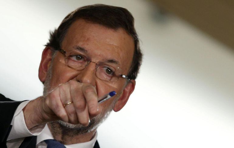 El presidente del Gobierno durante la rueda de prensa en la que ha asegurado que 2015 será el año del &quot;despegue definitivo de la economía&quot;.