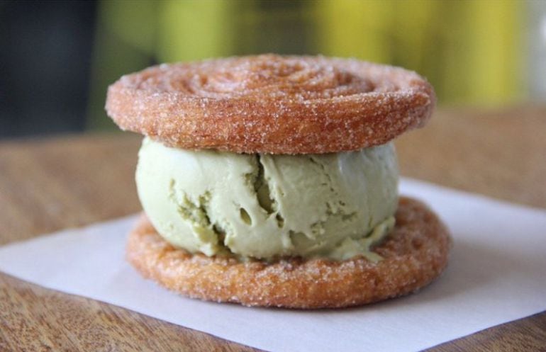 &#039;Churro ice cream sandwich&#039; de té verde.