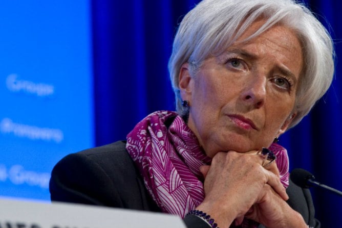 La Directora del Fondo Monetario Internacional, Christine Lagarde, en conferencia de prensa