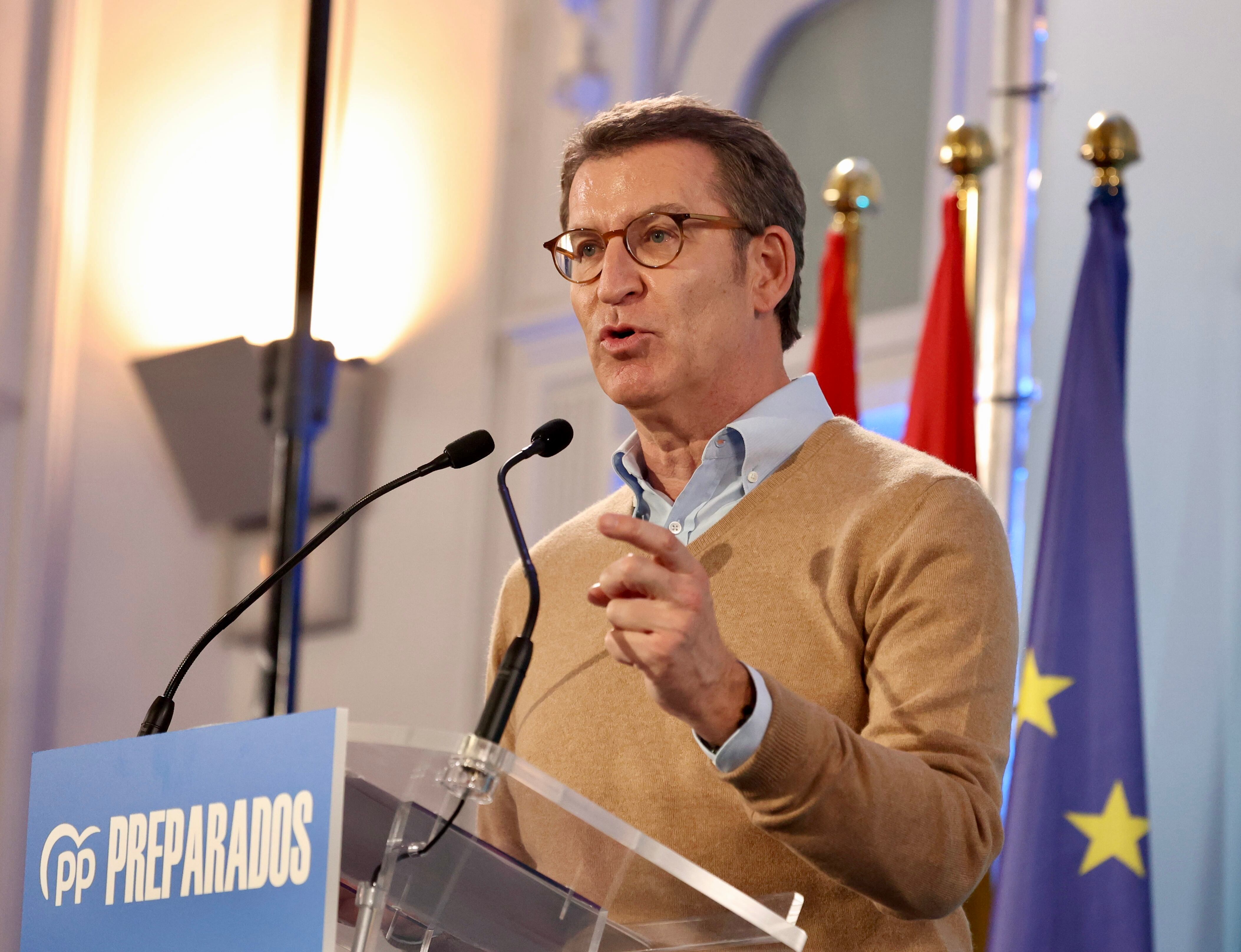 Alberto Núñez Feijóo, durante el acto en Logroño.