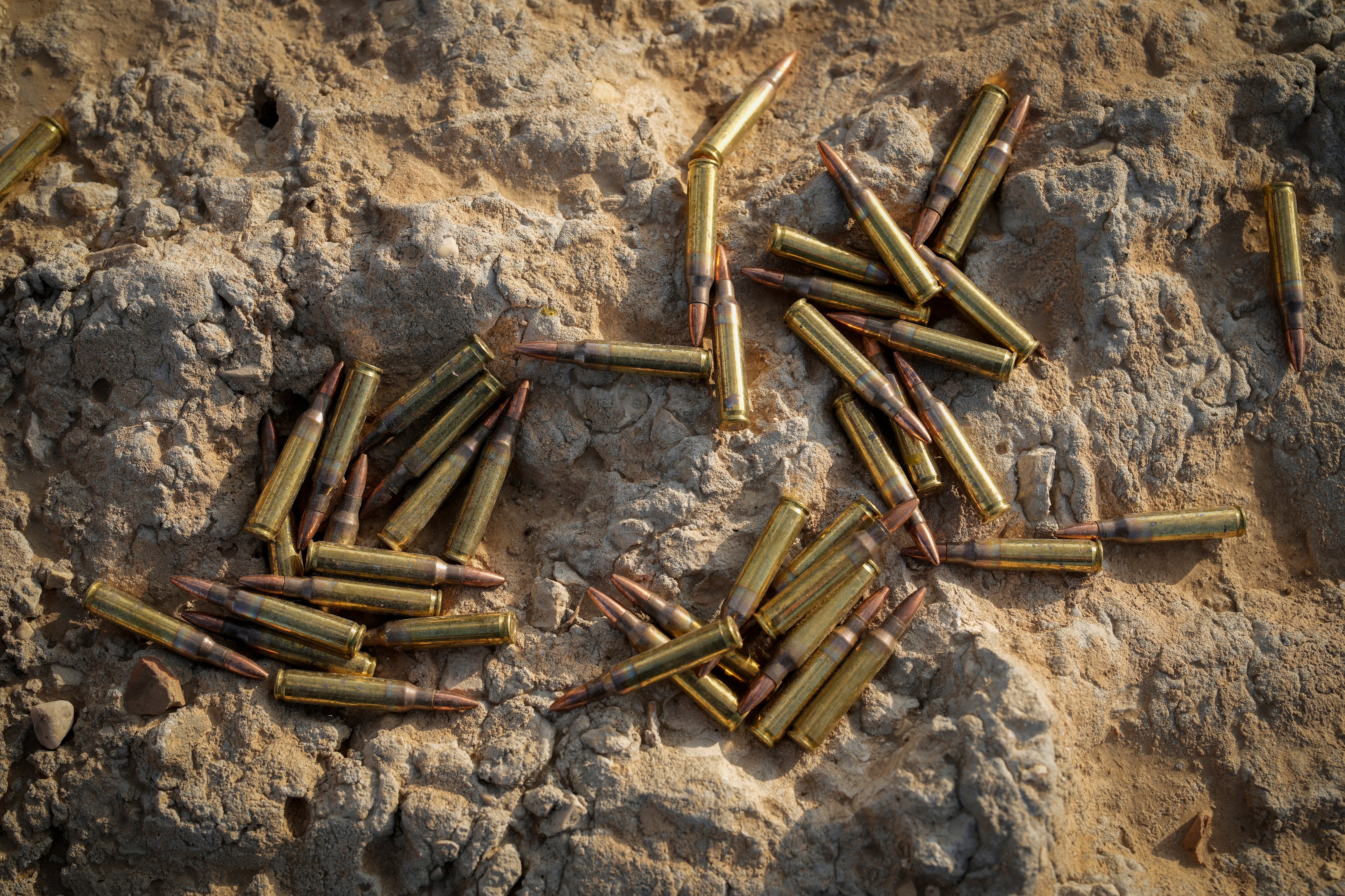 SOUTHERN ISRAEL - NOVEMBER 15: Bullets are prepared at a staging area near the border with Gaza on November 15, 2023 in Southern Israel. More than month after Hamas's Oct. 7 attacks, the country's military has continued its sustained bombardment of the Gaza Strip and launched a ground invasion to vanquish the militant group that governs the Palestinian territory. (Photo by Christopher Furlong/Getty Images)