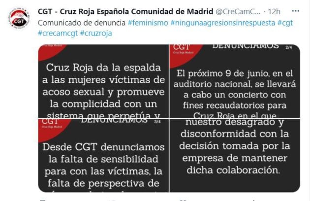 Cuenta de Twitter de CGT-Cruz Roja