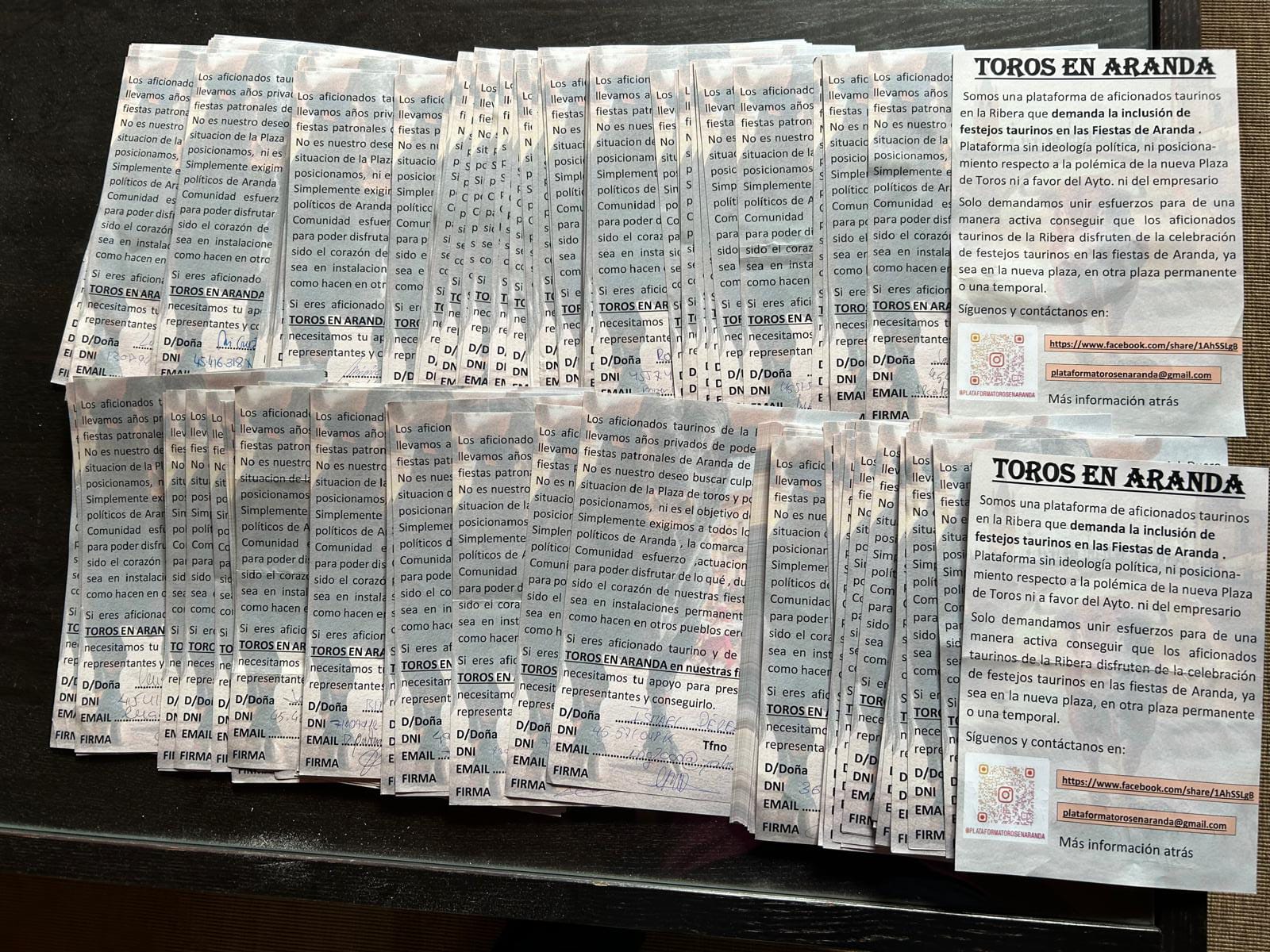 Algunas de las firmas recogidas