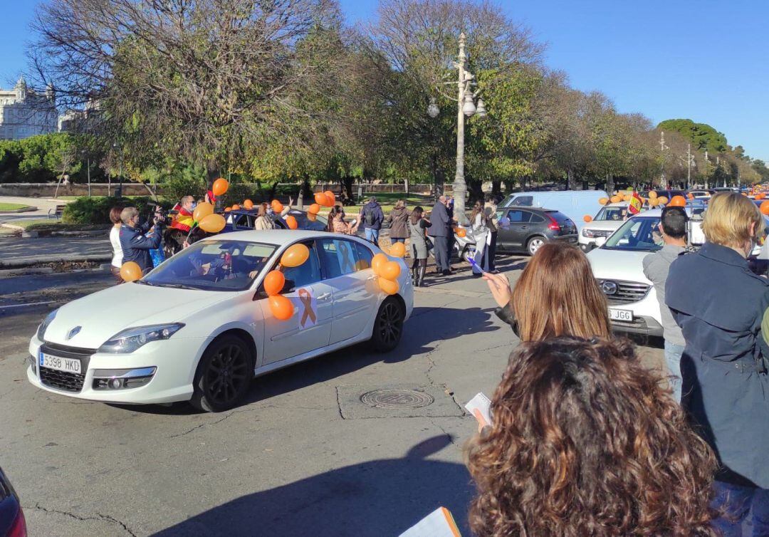 Marcha de vehículos convocada por &#039;Más Plurales&#039; que ha recorrido este domingo diversas calles de València contra la &#039;Ley Celaá&#039;