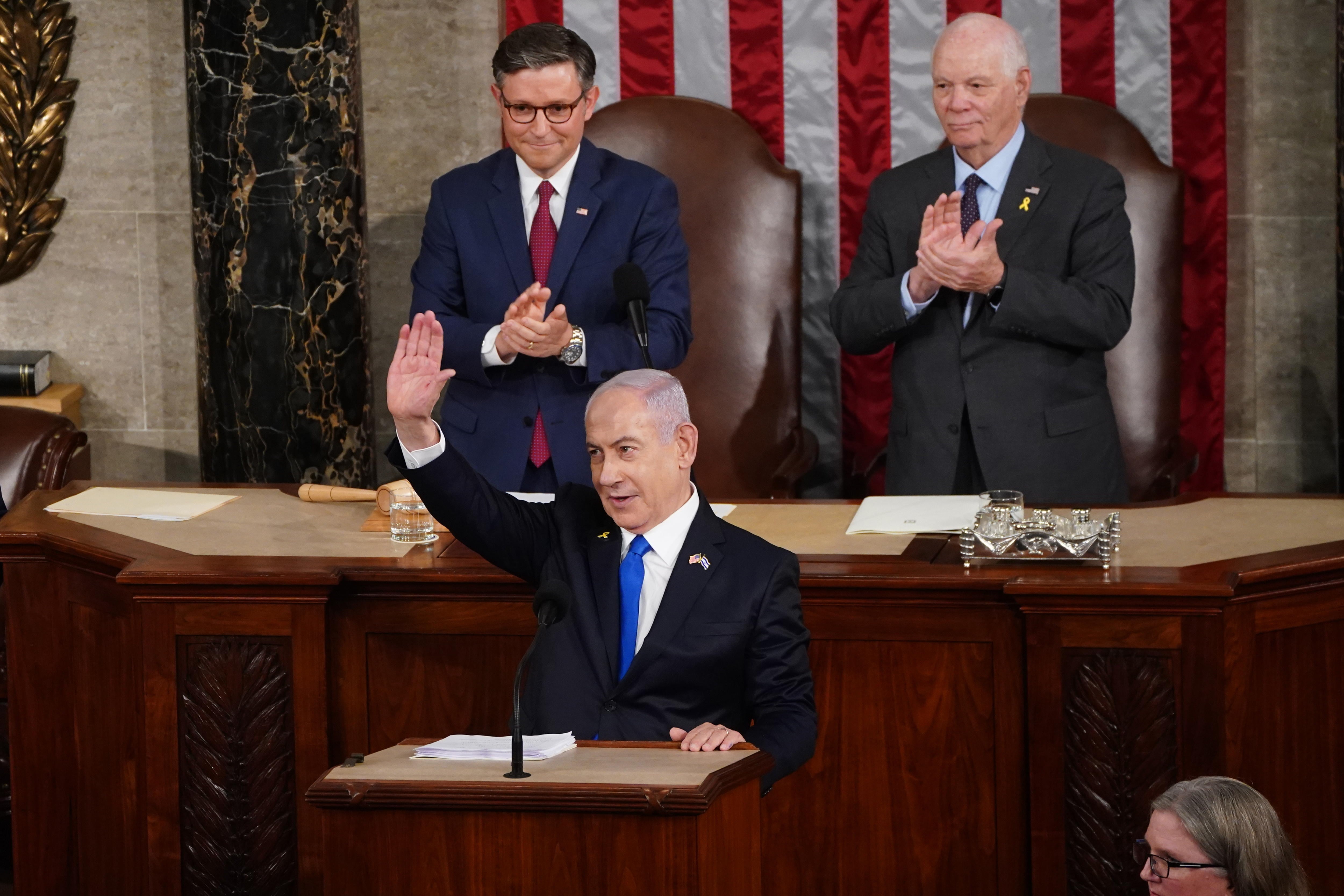 El primer ministro israelí, Benjamin Netanyahu, durante su discurso en el Congreso de EEUU