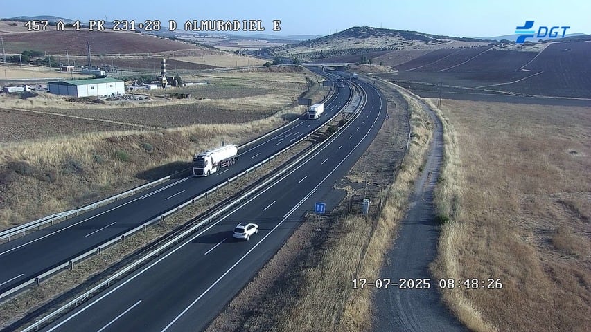 Km 231 de la A-4 en Almuradiel, donde se ubica uno de los radares que más multa en Ciudad Real