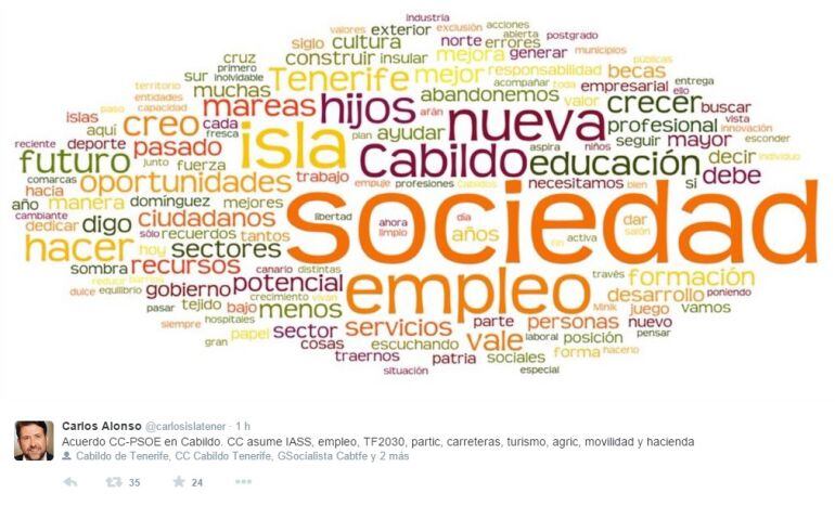 Carlos Alonso anuncia en Twitter su pacto con el PSOE