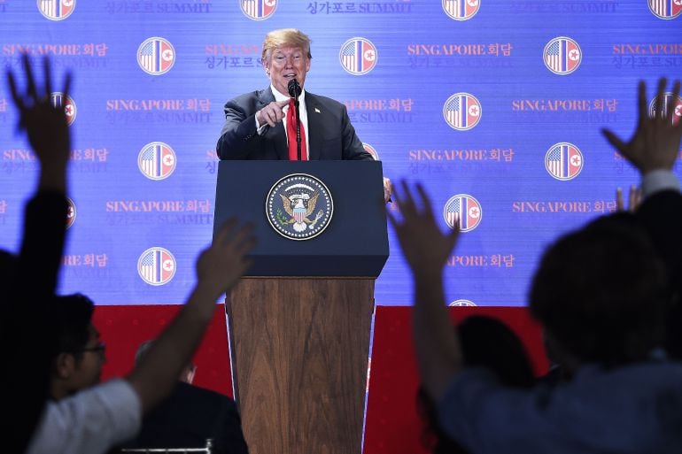 Donald Trump, durante una conferencia de prensa.