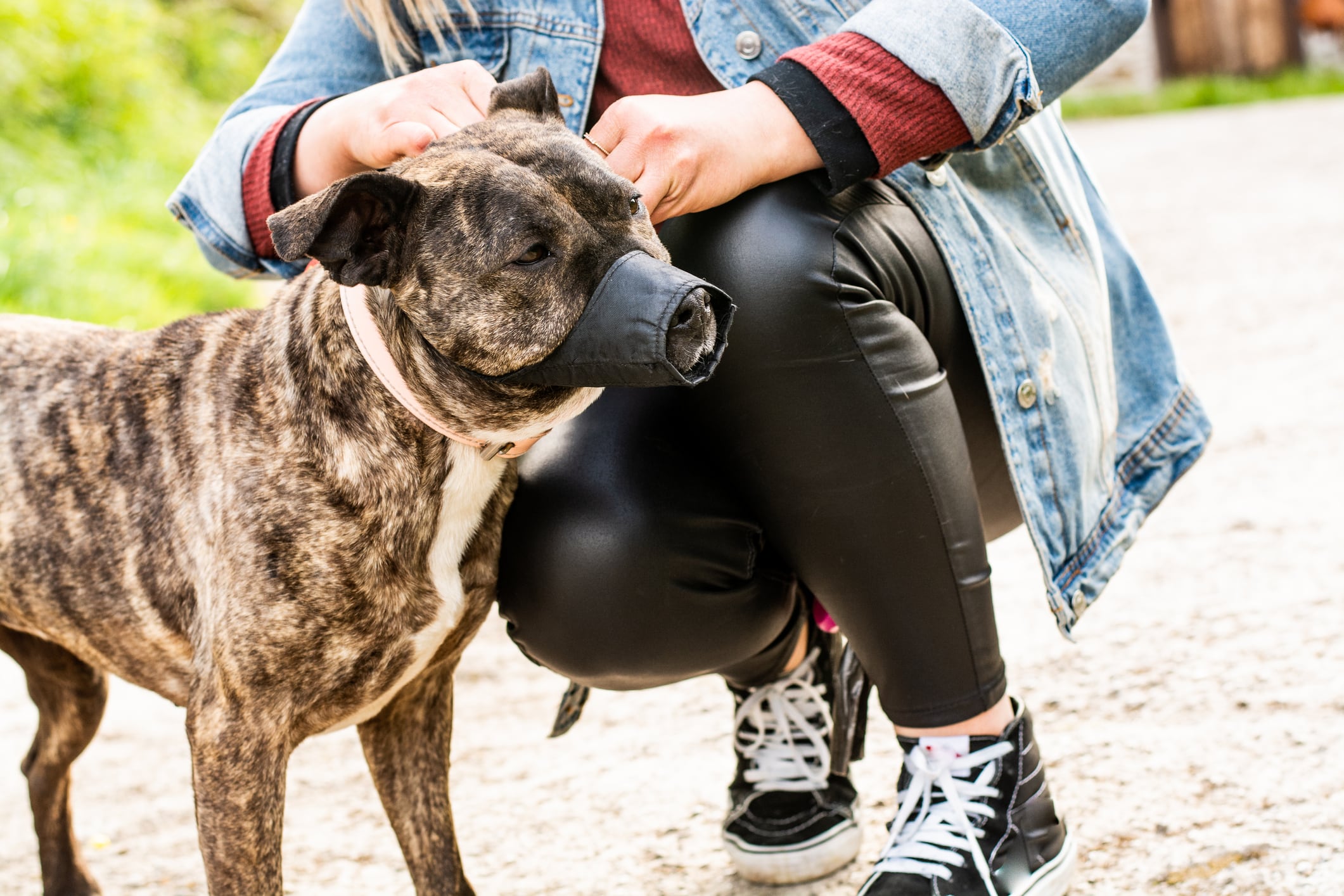 Una mujer con su perro.