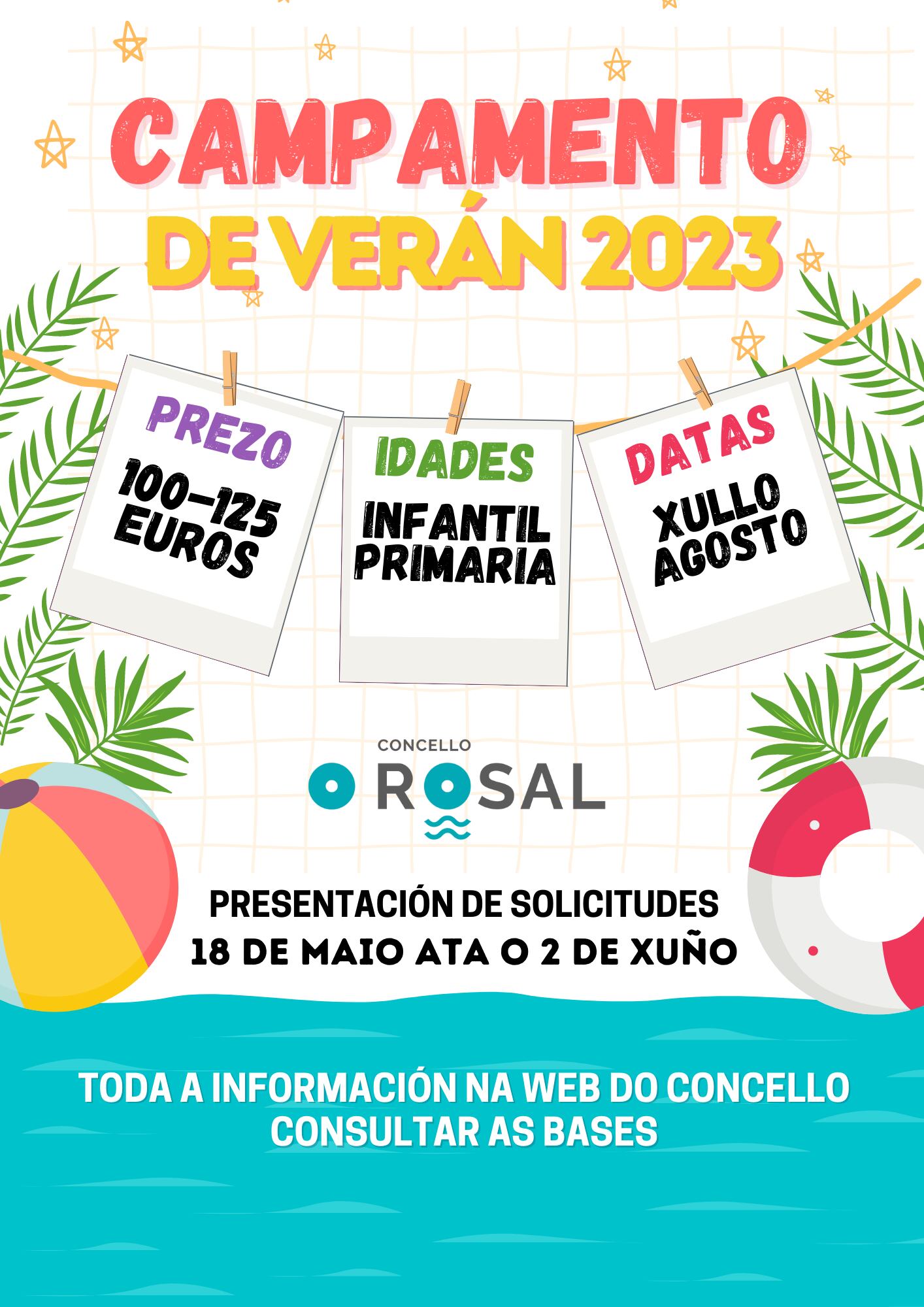 Cartel do campamento de verán que organiza o concello do Rosal