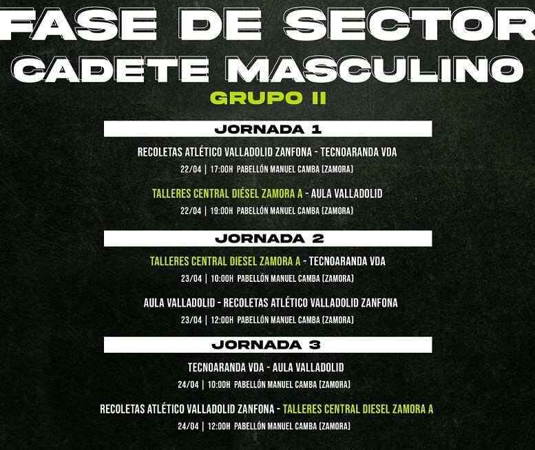 Calendario de la fase cadete