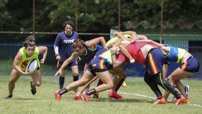 Las jugadoras españolas, durante un entrenamiento