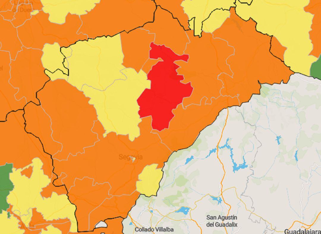 Mapa de la situación de las Zonas Básicas de Salud el martes 1 de septiembre