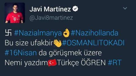 La cuenta hackeada del futbolista Javi Martínez.