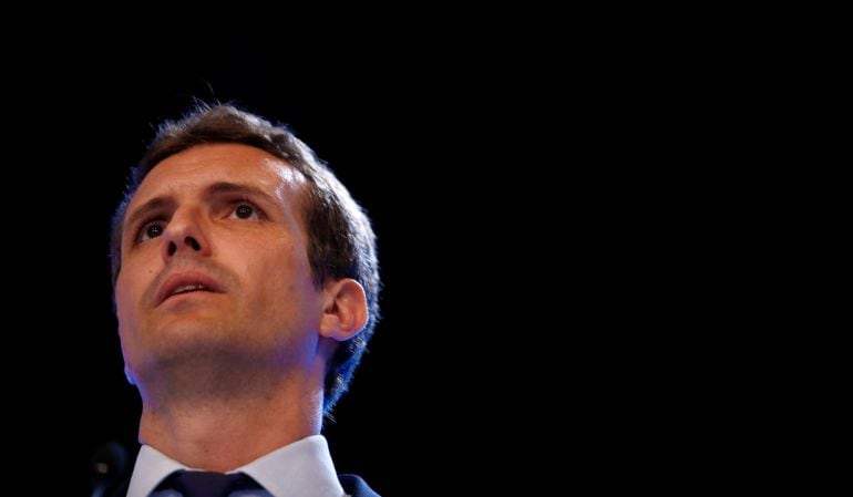 Pablo Casado, durante la rueda de prensa