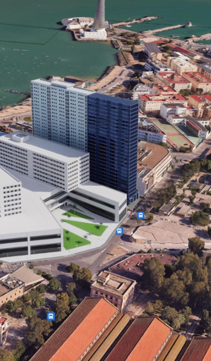 Infografía realizada por la Zona Franca sobre la propuesta del Ayuntamiento de Cádiz para hacerse con los suelos del nuevo hospital