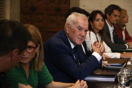 El conseller de Relaciones Institucionales, Ernest Maragall, durante la reunión de la Comisión Bilateral Estado-Generalitat.