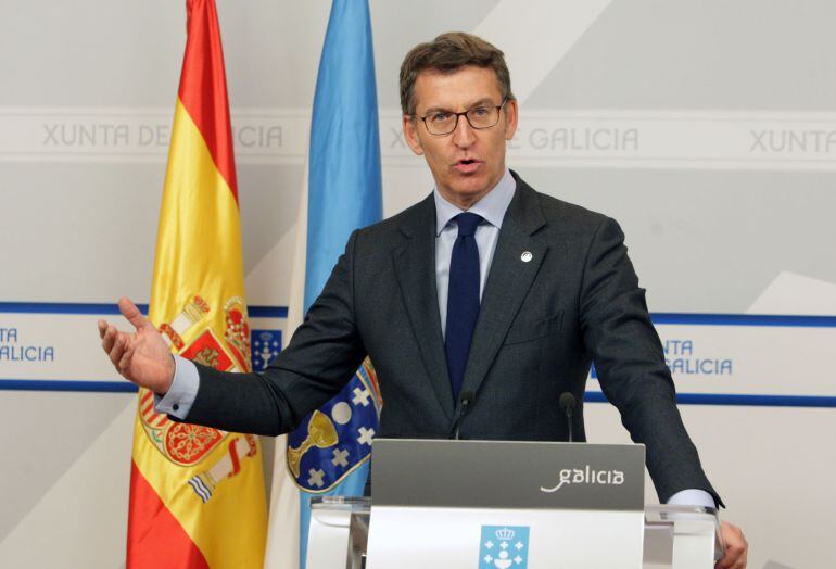 Alberto Núñez Feijoo en la rueda de prensa tras la reunión del gobierno