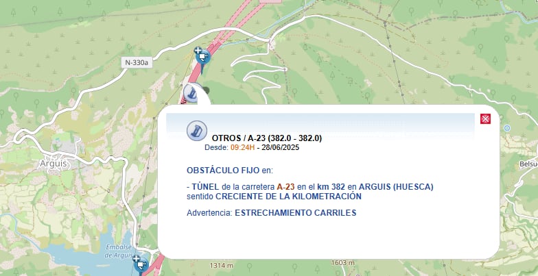 Mapa de la DGT sobre el incidente