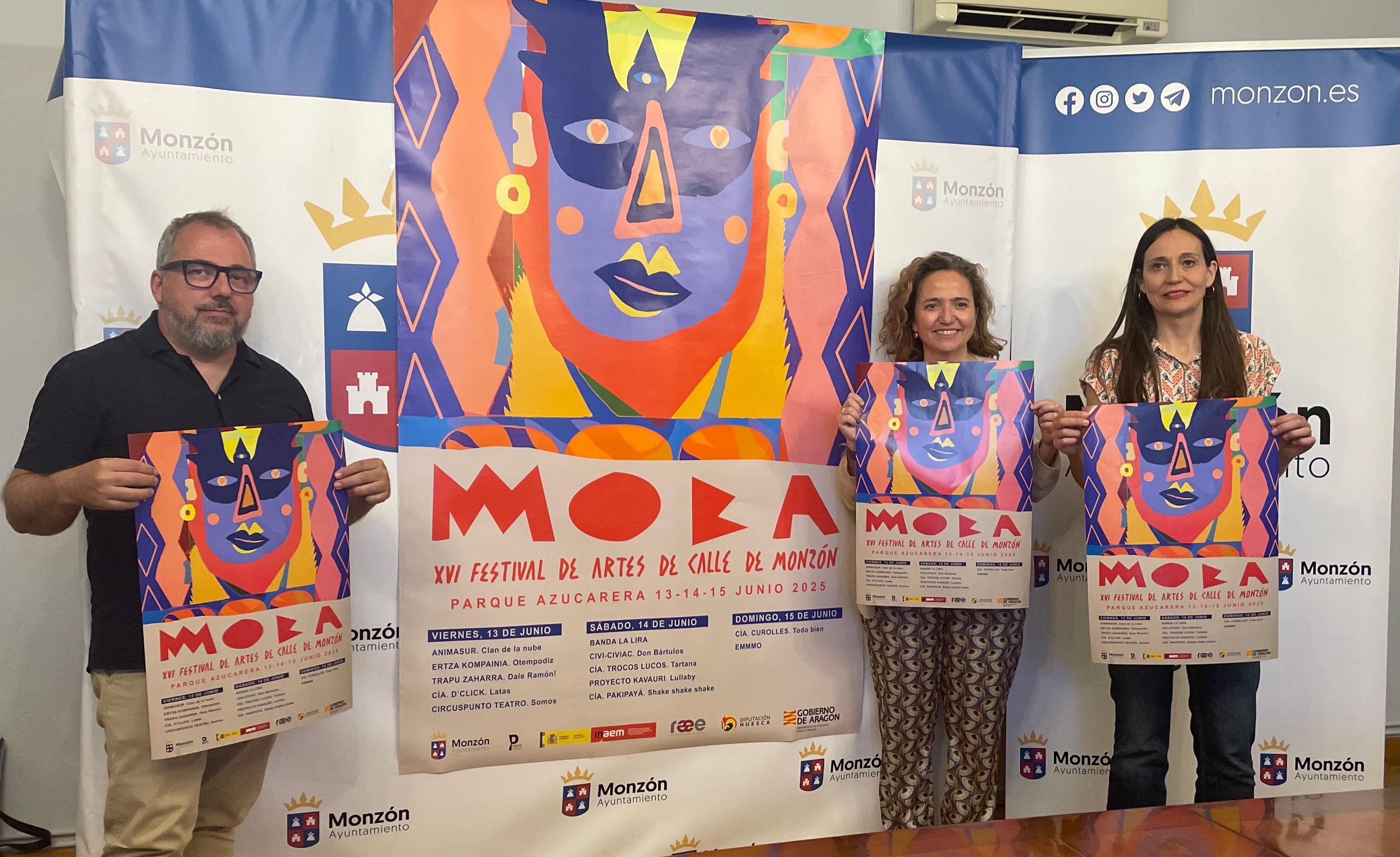 Toño Monzón, Marta Montaner y Elena Franco han presentado MOBA. Foto: Ayto de Monzón