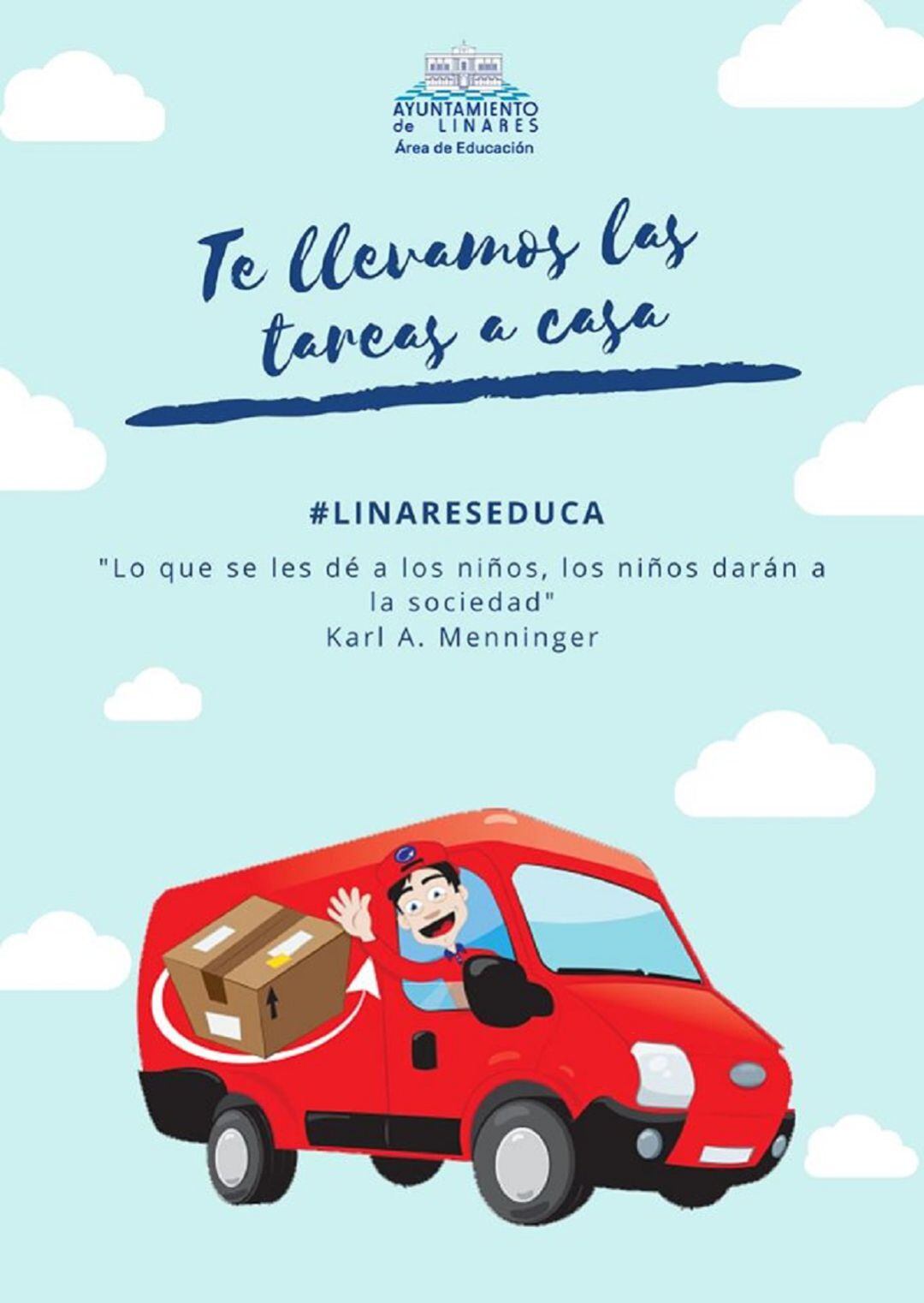 Cartel de la iniciativa &quot;Te llevamos los deberes a casa&quot;.