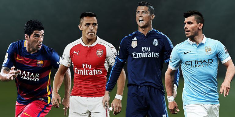 Luis Suárez, Alexis, Cristiano y Agüero son cuatro de los delanteros que se pueden elegir para el once ideal de la UEFA 2015.