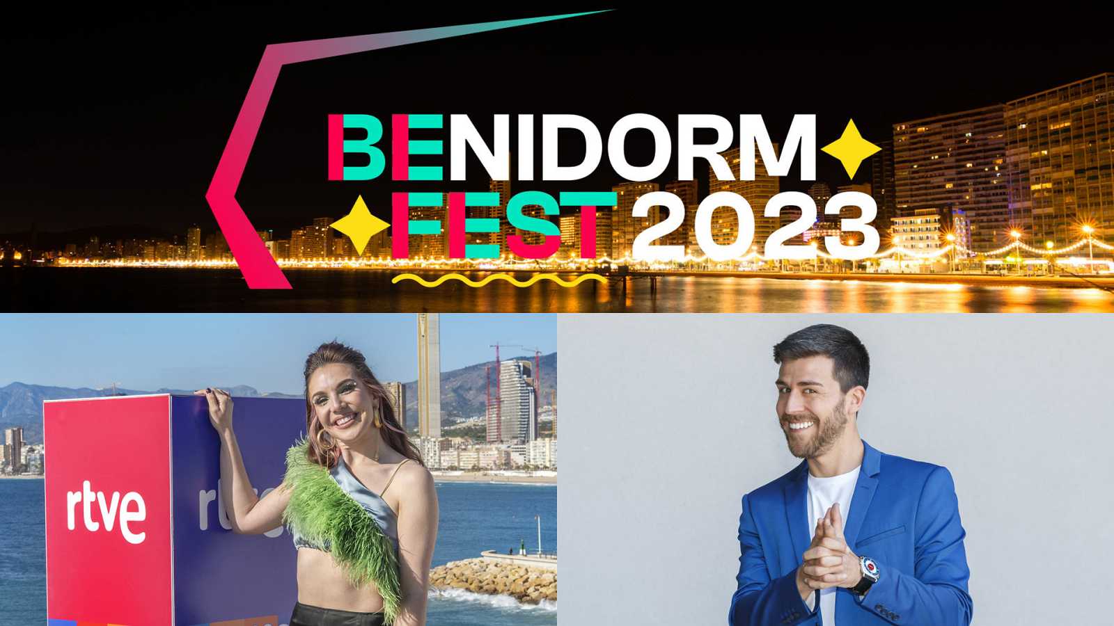 Los presentadores del programa en el que se conocerá a los 16 concursantes del Benidorm Fest 2023 / RTVE