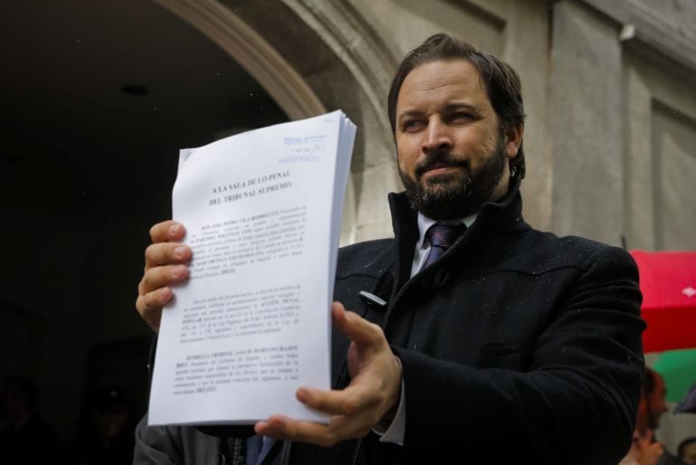 El presidente de Vox, Santiago Abascal, presentó este mes ante el Tribunal Supremo, una querella contra el presidente del Gobierno Mariano Rajoy