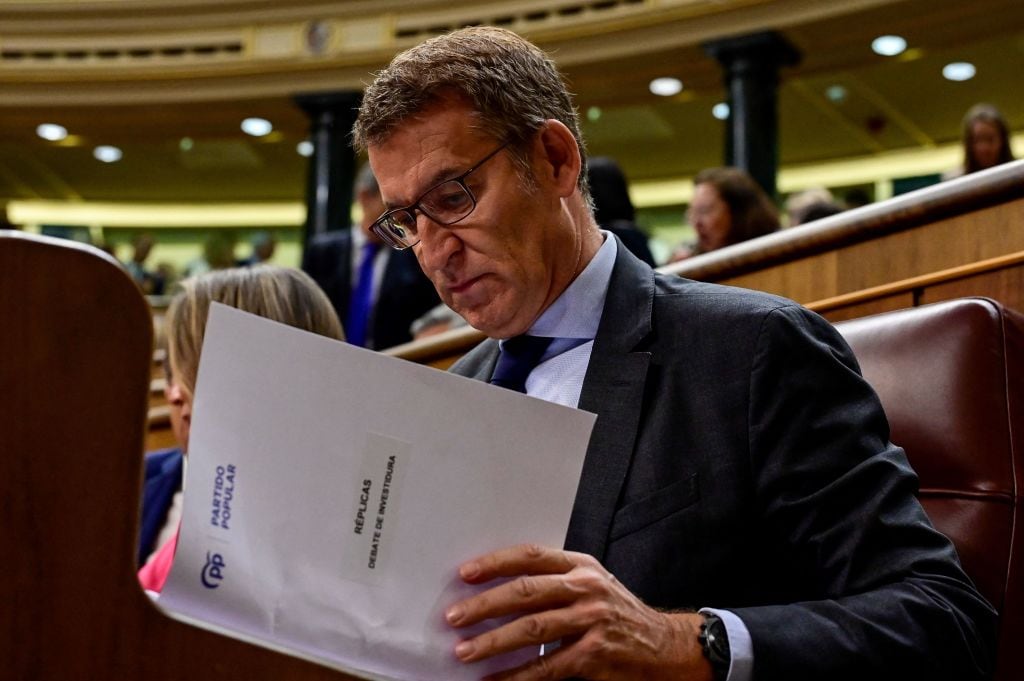 Alberto Núñez Feijóo, durante el debate de investidura.