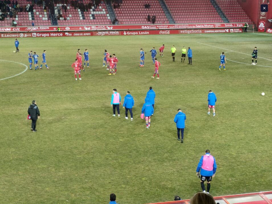 Los jugadores del Numancia, tras el final del partido ante el Calahorra. / Cadena SER