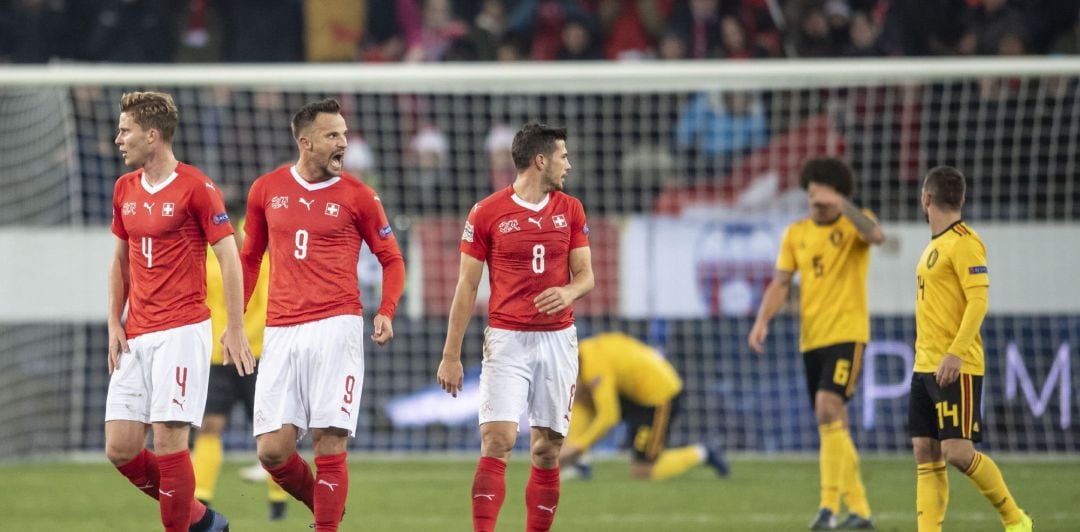 Seferovic celebra un de sus goles ante Bélgica