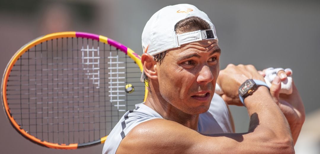 Rafa Nadal, durante un entrenamiento de cara a Roland Garros